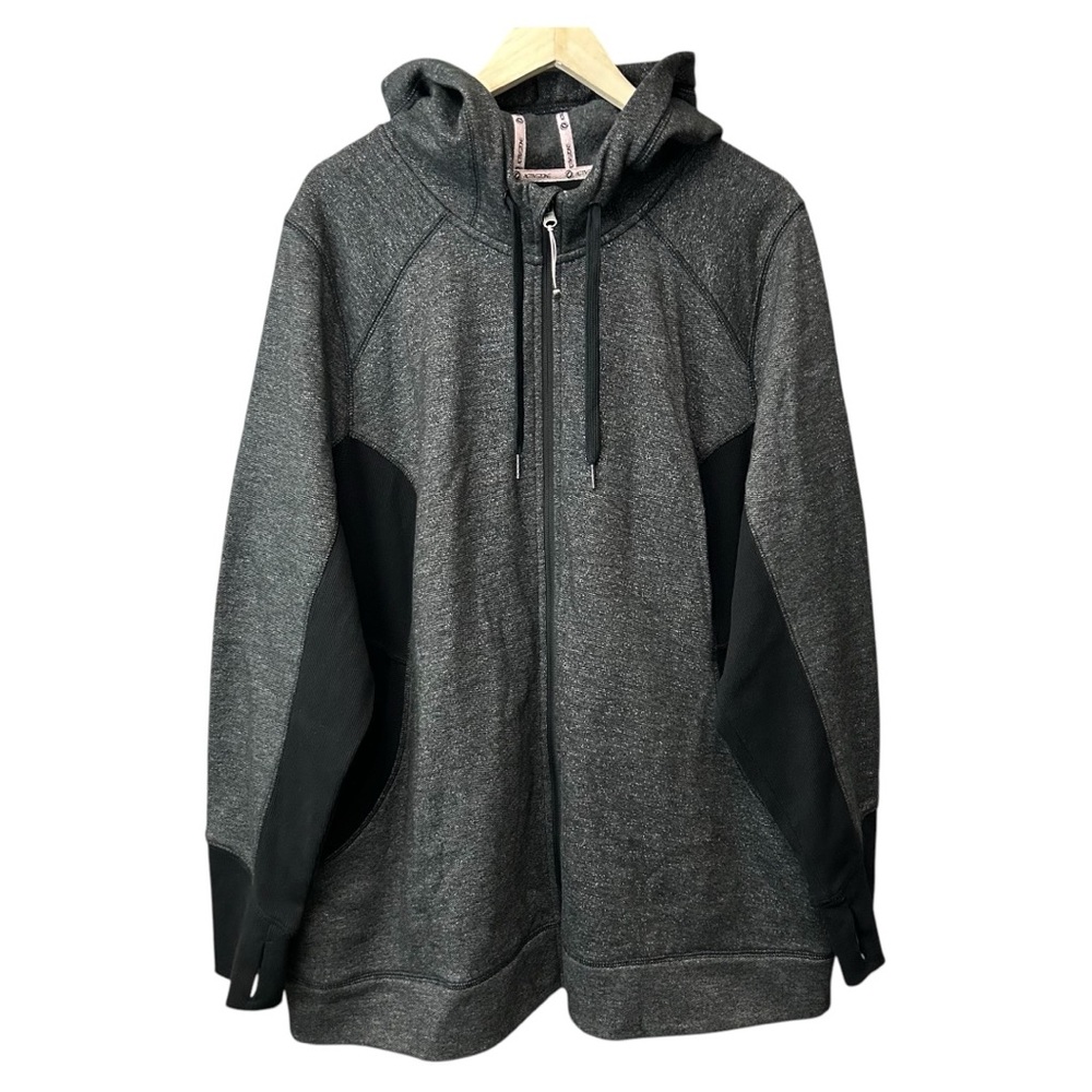 Activezone Grey and Black Zip Hooded Sweater Plus Size 3X